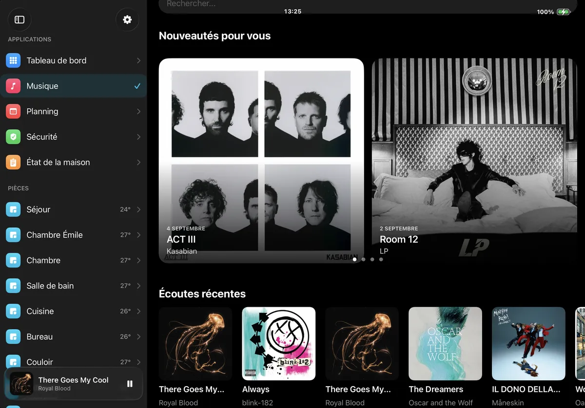 The music library in HomePad with new releases and recently played albums
